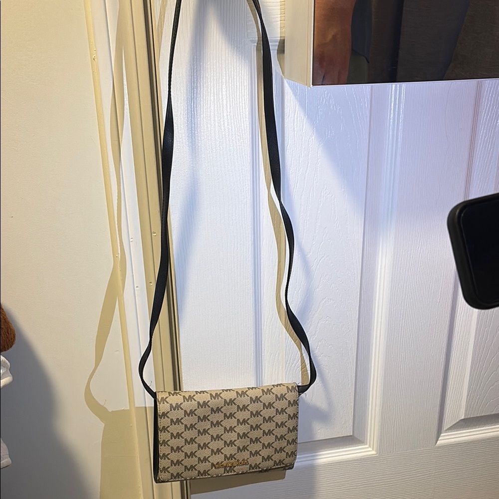 Michael Kors Tan and Black Logo Crossbody Bag